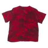 Womens Printed Blouse Red V-Neck Floral M
