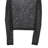 PULL&BEAR Sheer Womens Top Black Long Sleeve Spotted XS