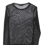 PULL&BEAR Sheer Womens Top Black Long Sleeve Spotted XS