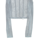 BERSHKA Sheer Womens Cropped Top Grey Long Sleeve S