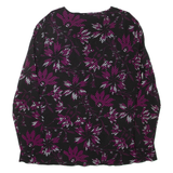 BIAGGINI Womens Printed Top Black V-Neck Long Sleeve Floral XL