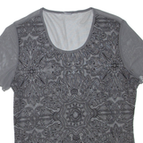 Sheer Womens Printed Top Grey Floral M