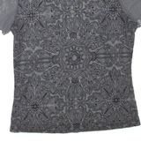 Sheer Womens Printed Top Grey Floral M