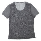 Sheer Womens Printed Top Grey Floral M