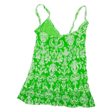 ZARA Womens Printed Top Green V-Neck Sleeveless Paisley M