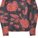 CHICOREE Womens Printed Top Black Long Sleeve Floral XXS