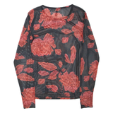 CHICOREE Womens Printed Top Black Long Sleeve Floral XXS