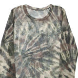ZARA Sheer Womens Printed Top Green Long Sleeve M