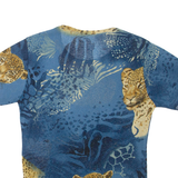 LIFESTYLE Cheetah Womens Printed Top Blue Animal Print S