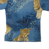 LIFESTYLE Cheetah Womens Printed Top Blue Animal Print S