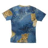 LIFESTYLE Cheetah Womens Printed Top Blue Animal Print S