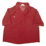 Womens Printed Blouse Red Collared Spotted L