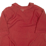 Womens Printed Blouse Red Collared Spotted L