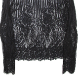 ZEBRA Sheer Womens Top Black Long Sleeve S