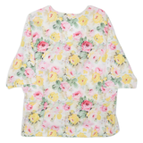 Womens Printed Top Beige V-Neck Floral XL