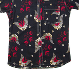 Womens Printed Shirt Black Collared Floral M