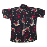 Womens Printed Shirt Black Collared Floral M