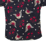 Womens Printed Shirt Black Collared Floral M