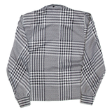 Womens Printed Blouse Black Collared Long Sleeve Check XL