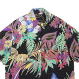 Womens Printed Shirt Black Collared Floral 2XL