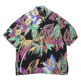 Womens Printed Shirt Black Collared Floral 2XL