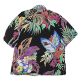 Womens Printed Shirt Black Collared Floral 2XL