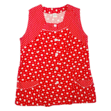 Womens Printed Top Red Sleeveless Spotted L