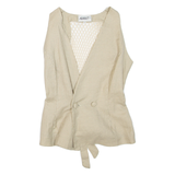 AVANT Womens Printed Blouse Beige V-Neck Sleeveless Check M