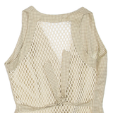 AVANT Womens Printed Blouse Beige V-Neck Sleeveless Check M