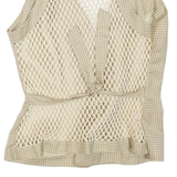 AVANT Womens Printed Blouse Beige V-Neck Sleeveless Check M