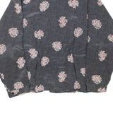 Womens Printed Blouse Grey Collared Long Sleeve Spotted XL