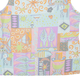Womens Printed Top Blue Sleeveless Crazy Pattern L