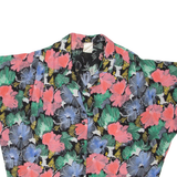 Womens Printed Top Black Collared Viscose Floral XL