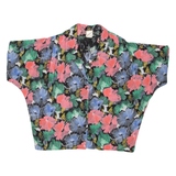 Womens Printed Top Black Collared Viscose Floral XL