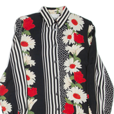 ROMANA Womens Printed Shirt Black Collared Long Sleeve Floral XL
