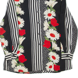 ROMANA Womens Printed Shirt Black Collared Long Sleeve Floral XL