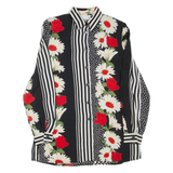 ROMANA Womens Printed Shirt Black Collared Long Sleeve Floral XL