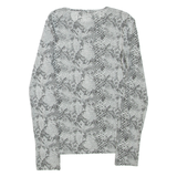 PRO MOD Sheer Womens Printed Top Grey Long Sleeve Animal Print S