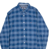 TOMMY HILFIGER Regular Fit Mens Shirt Blue Gingham Long Sleeve M