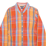 TOMMY HILFIGER Stretch Womens Shirt Orange Check Long Sleeve M