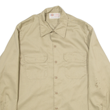 DICKIES Mens Worker Shirt Brown Long Sleeve L
