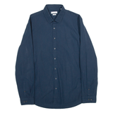 CALVIN KLEIN Slim Fit Mens Plain Shirt Blue Long Sleeve M