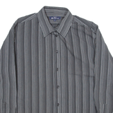 BEN SHERMAN Mens Shirt Grey Striped Long Sleeve XL