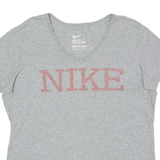 NIKE Slim Fit Womens T-Shirt Grey V-Neck XL