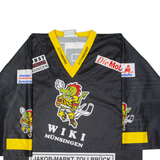 YVETTE Swiss Ice Hockey Mens Jersey Black 3/4 Sleeve 90s V-Neck XL