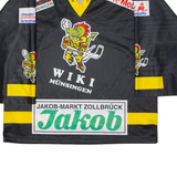 YVETTE Swiss Ice Hockey Mens Jersey Black 3/4 Sleeve 90s V-Neck XL