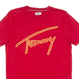 TOMMY HILFIGER Mens T-Shirt Red Crew Neck S