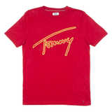TOMMY HILFIGER Mens T-Shirt Red Crew Neck S