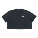 NIKE Cropped Womens T-Shirt Black Crew Neck L