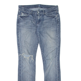 7 FOR ALL MANKIND Distressed Womens Jeans Blue Slim Straight Stone Wash W30 L34